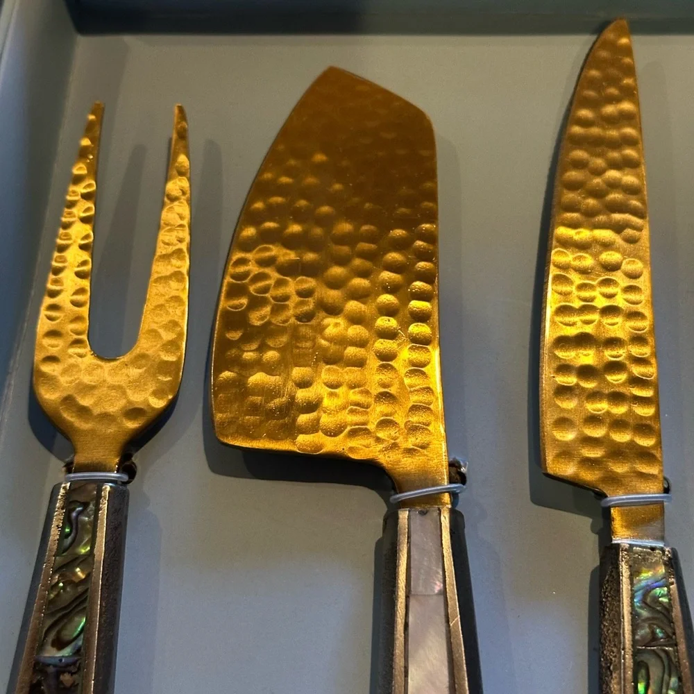 Anthropologie Arctic Twilight Cheese Knives Set Of 3